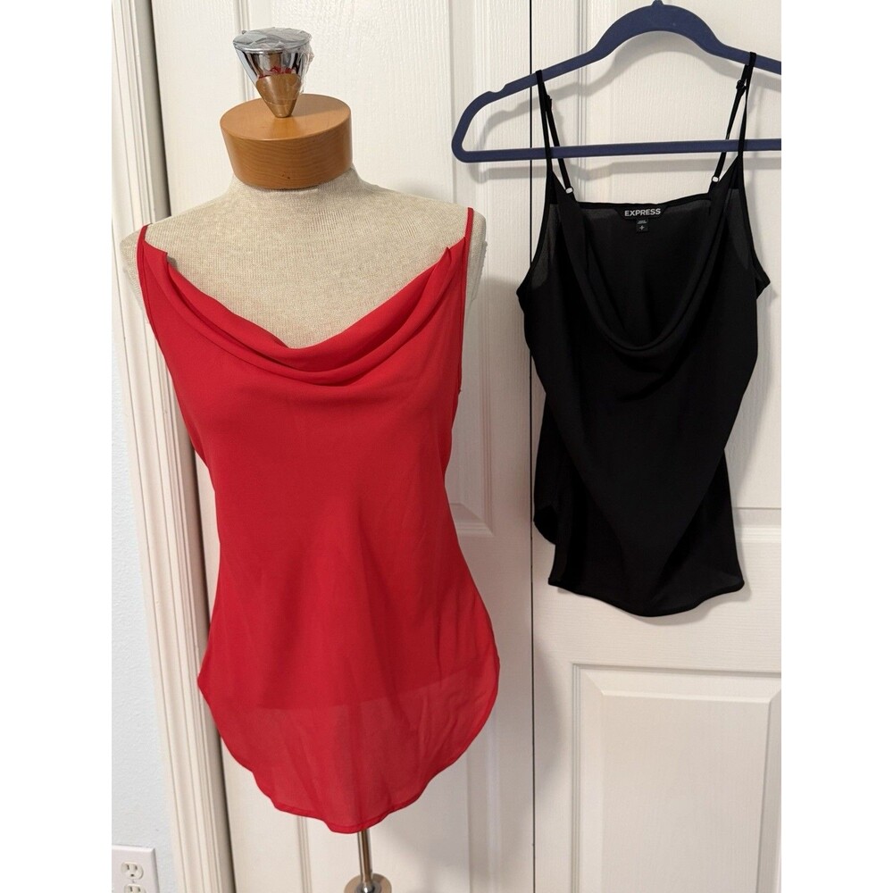 NEW Lot of 2 Express Sz S Petite Camisole tank top cowl neck spaghetti strap